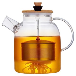JAR嚴選 舞茶304不鏽鋼濾網耐熱玻璃壺/泡茶壺/花茶壺 電磁爐瓦斯爐適用, 透明色, 1個, 1.6L