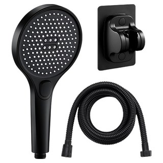 小麥購物 超強增壓蓮蓬頭套組 含1.5m軟管 + 支架 L152 550g, 1組, 典雅黑
