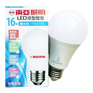 TOA 東亞照明 全電壓LED球泡燈 台灣製 16W E27 5700K, 1個, 晝光色