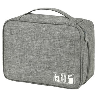 Osun 分隔可調陽離子3C電器手機配件線材可攜式防潑水收納包 CE296 24.5 x 18 x 10cm, 灰色, 1個