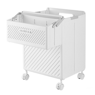 小麥購物 浴室多功能髒衣收納籃, 白色