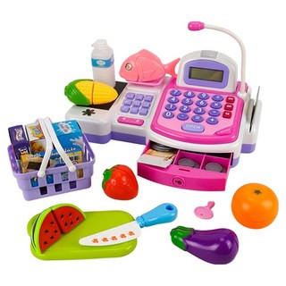 kidmate 孩子王 仿真超市收銀機辦家家酒組 計算機 + 麥克風 + 嗶嗶感應聲, 1組, 顏色隨機