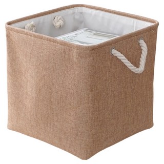 小麥購物 亞麻收納籃 方形款 C176 382g, 1個, 棕色
