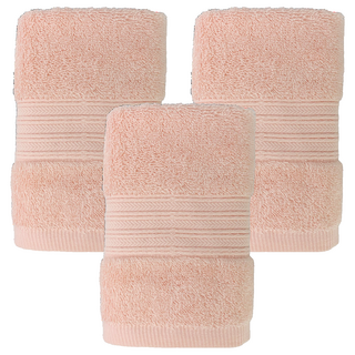 Gemini 双星毛巾 飯店級質紋緞檔方巾 32 x 32cm, 粉色, 3條