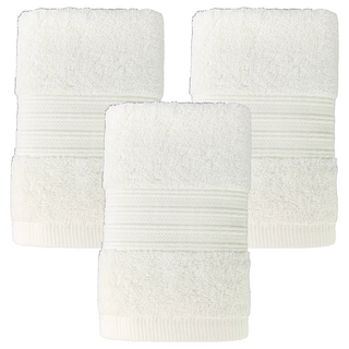 Gemini 双星毛巾 飯店級質紋緞檔方巾 32 x 32cm, 白色, 3條