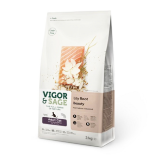 Vigor&Sage 成貓百合根美毛草本無穀糧, 1袋, 2000g, 鮭魚