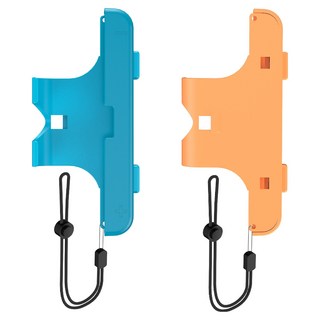 HOHOO Nintendo Switch 2 Joy-Con 手腕支架握把 左右手把 + 掛繩 2件組, 1套, 藍色 + 橘色, 單一商品