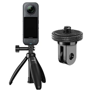 쵸미앤세븐 Space Shield 相容Insta360 X5 TELESIN運動相機 4段高度調節三腳架 Shorty 2代 + 1/4孔魔術轉換支架套組, 1套, 單一商品