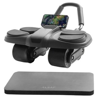 ALEAF 平板支撐四輪健腹輪 + 20mm護膝墊套組, 黑色, AFAB4-001