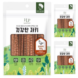 한울펫 반려동물 노즈워크 건강한 유산균 져키, 오리, 120g, 3개