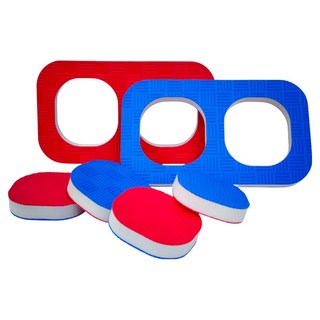 Party09 兩人三腳接力 紅藍 + 圓形多功能方塊籌碼遊戲組 31.5cm, 2套