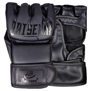 Baisenna EANLAB MMA 拳擊 泰拳 綜合搏擊手套 雙手套組, 1套, 08 塑型半指 螢光黑