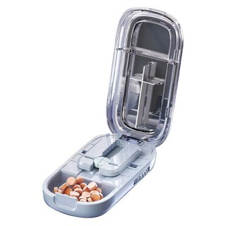 KANDO 感動 日式1/2 + 1/4切藥片器 e.chu-1214 藍色, 1個