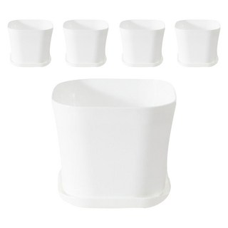 小麥購物 彩色方形花盆 附底盤 L548, 5個, 鋼琴白