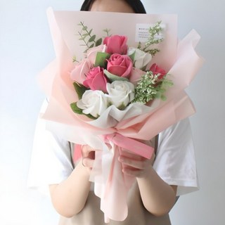 MORIANN Tiffany 人造玫瑰香皂花束 小, 1組, 粉色