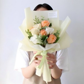 MORIANN Tiffany人造玫瑰香皂花束, 1組, 黃色