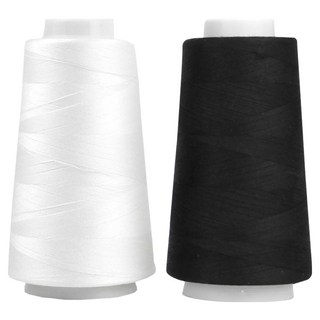 유니크 프리미엄 OWL 코아사 45수 2합 재봉실 2종 세트, 화이트, 블랙, 1개