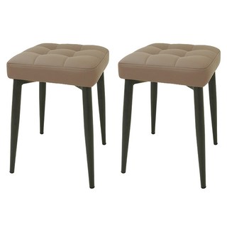 MH家居 菠蘿麵包方形椅凳, 可可棕, 2個