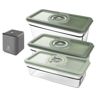 Electrolux 伊萊克斯 USB充電可攜式真空保鮮組 EAVFK1, 1組, 真空幫浦+ 1L保鮮盒 2個+ 1.6L保鮮盒