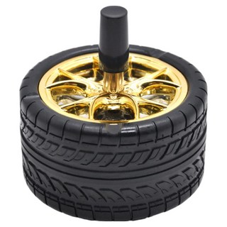 Cashrich 獨特輪胎造型防臭煙灰缸 9.8 x 10.5 cm, 1個, 金色