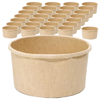 Highching 高精 一次性牛皮紙碗 附蓋 1L, 1組, 100個