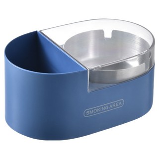Cashirich 防臭多功能收納煙灰缸 14 x 6.5 cm, 藍色 + 透明, 1個
