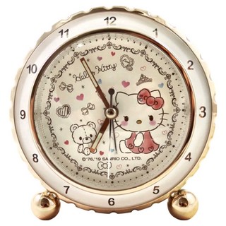 Sanrio 三麗鷗 Hello Kitty 浪漫潔白小熊貪睡鬧鐘 JM-E536KT, 金色