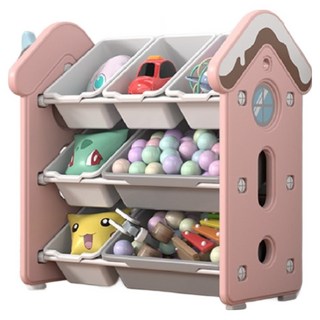 lilikoko 哩哩摳摳 玩具收納櫃 房子7盒 附止滑墊, 1組, 粉色