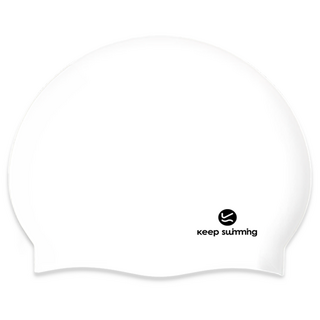 KeepSwimming Logo泳帽舒適帽, 1個, 白色