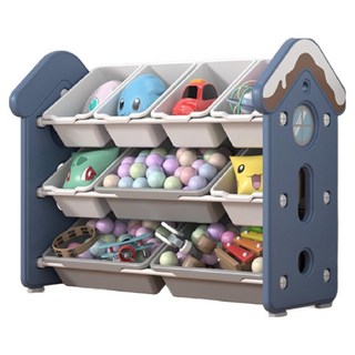 lilikoko 哩哩摳摳 玩具收納櫃 房子9盒 附止滑墊, 1組, 藍色