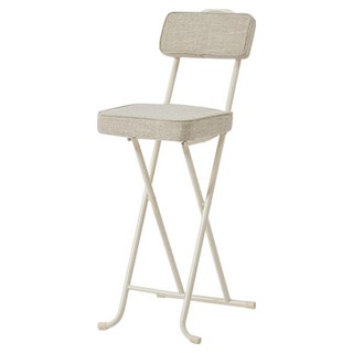 MH家居 方形布面折疊吧台椅, 象牙白, 1個