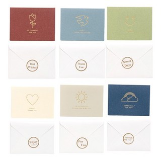 윰스 감성 골드포인트 감사 메세지 카드 + 봉투 + 스티커 세트, 혼합색상(카드, 봉투), 랜덤발송(스티커), 6세트