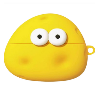 悍妞 可愛卡通圖案 矽膠保護套 Airpods 保護殼, 1個, 單一商品, 黃色起司 + 掛環 airpods4