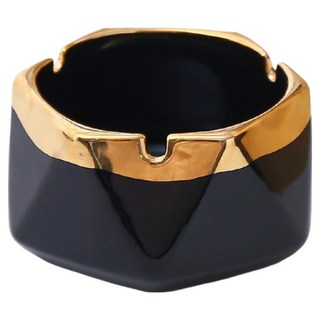 CashRich 彩色設計煙灰缸 11.6 x 5.8 cm, 黑色 + 金色, 1個