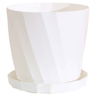 小麥購物 簡約創意仿瓷塑料花盆含托盤 L251, 1組, 象牙白