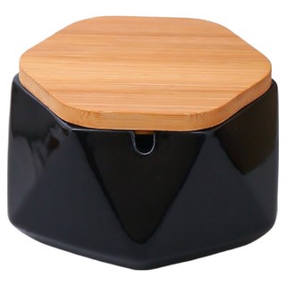 CashRich 簡約設計菸灰缸 11.6 x 5.8 cm + 附蓋套組, 1個, 黑色