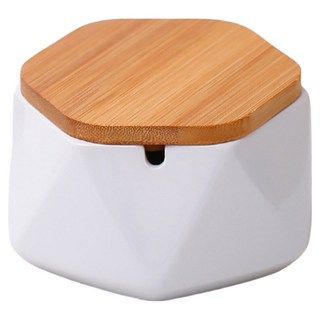 CashRich 簡約設計菸灰缸 11.6 x 5.8 cm + 附蓋套組, 1個, 白色