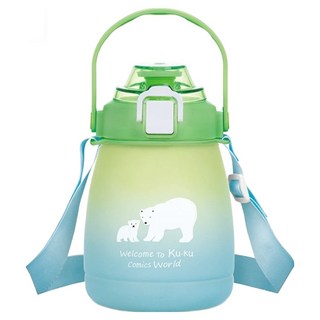 KU.KU Duckbill 酷咕鴨 彈蓋提把胖胖水壺, 青綠色, 1.2L, 1個
