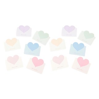 윰스 마카롱 컬러 하트 미니카드, 혼합색상, 12개
