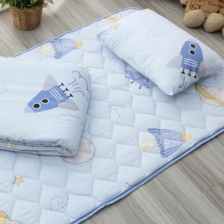 E-ROU 伊柔寢飾 3M吸濕排汗天絲兒童睡墊3件組, 睡墊 + 枕頭 + 涼被, 航海天際