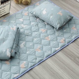 E-ROU 伊柔寢飾 3M吸濕排汗天絲兒童睡墊3件組, 睡墊 + 枕頭 + 涼被, 動物樂園 藍色