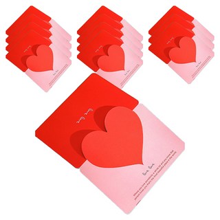 윰스 하트 메세지 미니카드 + 봉투 세트, 핑크레드, 12세트