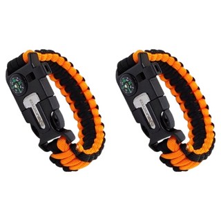 벅703 고강도 파라코드 생존팔찌, 오렌지블랙, 2개