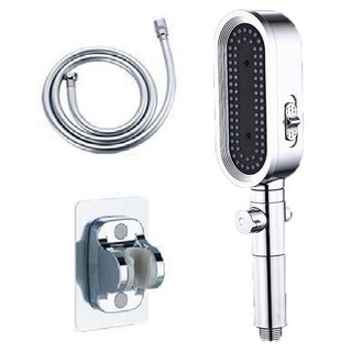 小麥購物 一鍵止水增壓蓮蓬頭套組 L909, 1組, 銀色