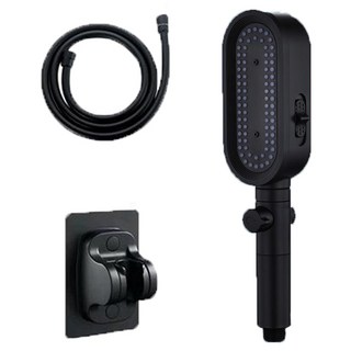 小麥購物 一鍵止水增壓蓮蓬頭套組 L909, 1組, 黑色