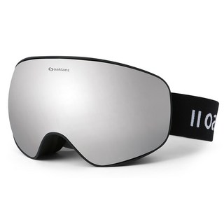 Oaklans M8 滑雪單板護目鏡, 黑色(鏡框), 銀色(鏡面鏡片), 1個