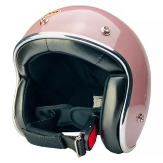 EVO 精裝銀邊款復古騎士安全帽 附冰絲面罩 顏色隨機, 法國粉
