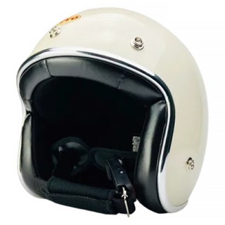 EVO 精裝銀邊款復古騎士安全帽 附冰絲面罩 顏色隨機, 象牙白