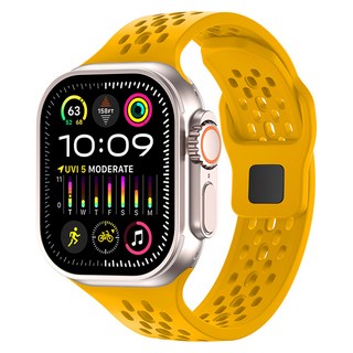 하마테 애플워치 호환 멀티타공 소프트실리콘 스트랩, 옐로우, 1개