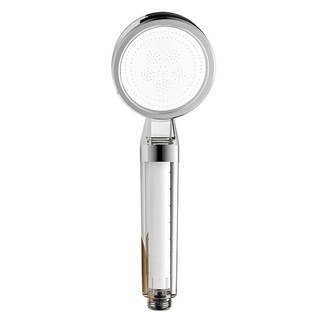 SUNORO 強勁增壓一鍵止水大面板手持蓮蓬頭, 透明色 + 銀色, 1個